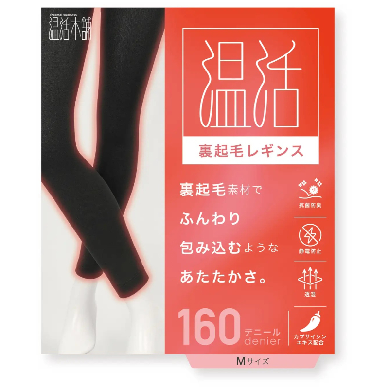 1号仓-温活本舗 薄绒内层 吸湿发热 防静电处理 保暖打底袜 1条 160D M码 黑色 CROSS PLUS 连裤袜 里起毛 保暖亲肤 含辣椒素