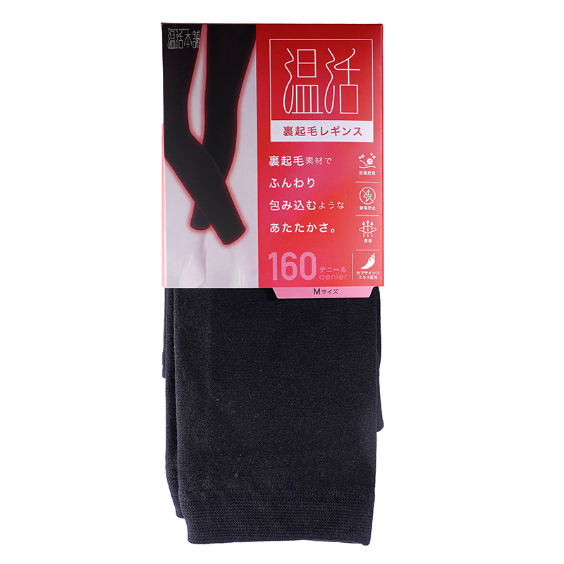 1号仓-温活本舗 薄绒内层 吸湿发热 防静电处理 保暖打底裤 1条 160D M码 黑色 CROSS PLUS 打底裤 里起毛 保暖亲肤 含辣椒素