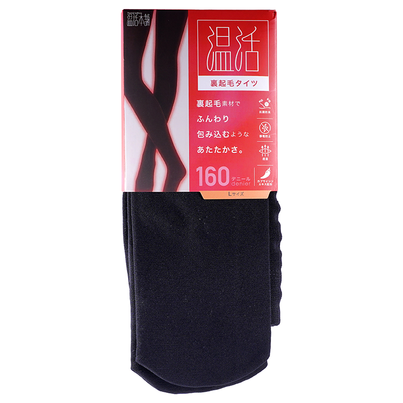 1号仓-温活本舗 薄绒内层 吸湿发热 防静电处理 保暖打底袜 1条 160D L码 黑色 CROSS PLUS 连裤袜 里起毛 保暖亲肤 含辣椒素