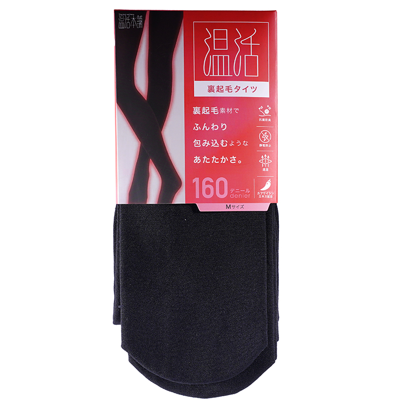1号仓-温活本舗 薄绒内层 吸湿发热 防静电处理 保暖打底袜 1条 160D M码 黑色 CROSS PLUS 连裤袜 里起毛 保暖亲肤 含辣椒素