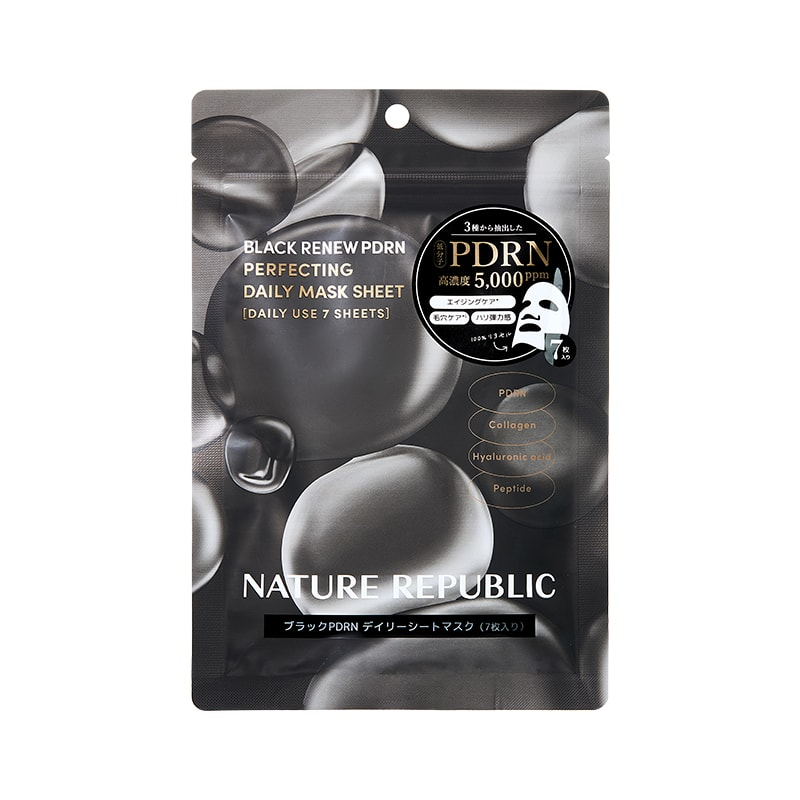 1号仓-NATURE REPUBLIC 黑色PDRN 年龄护理 细腻肤质 面膜 7片 柔润肤感 浓密精华
