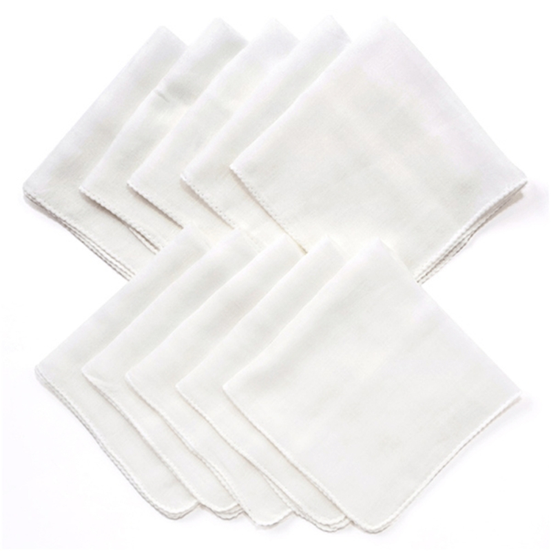 1号仓-阿卡将本铺 匠之选 纯棉柔润 双层纱布 手帕 白色 10枚 婴童成人适用 越洗越柔软 轻薄透气