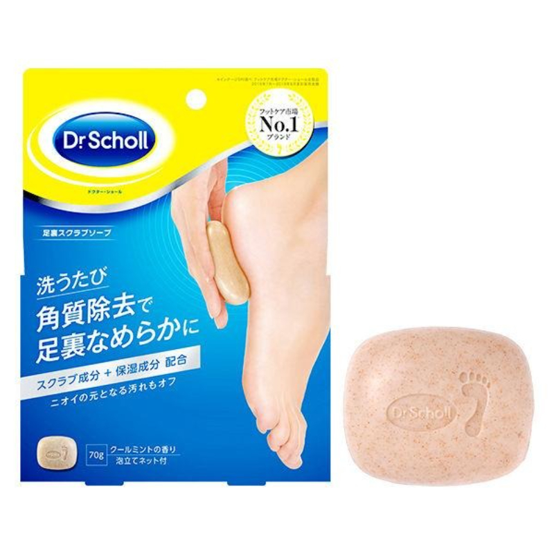 1号仓-Dr.Scholl 添加乳酸 足部角质清洁 足底磨砂皂 70g 清凉薄荷 深层净味去污