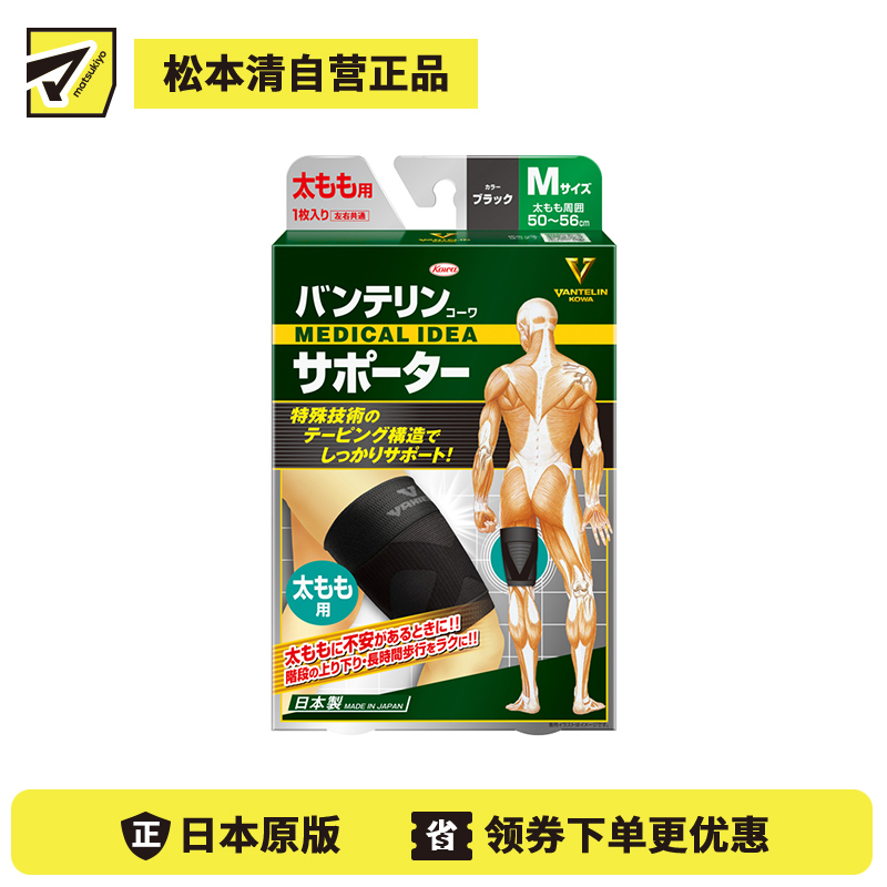 1号仓-兴和 全方位支撑 左右通用 大腿肌肉辅助 运动护套 1个 黑色款 M码 护腿支撑 不易滑落 贴身不紧绷